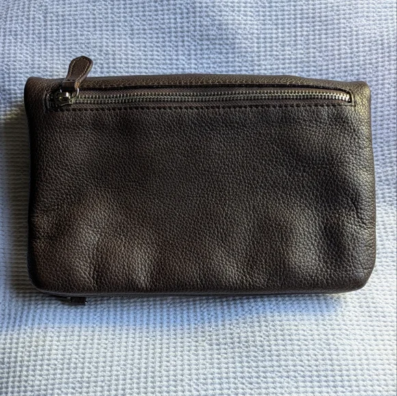 Leather Dark Brown Women's Bag/Clutch. W 9.5 in X L 13.5 - Picture 4 of 5